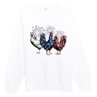 Funny Patriotic Usa Chicken  4th Of July Chicken Gift Premium Crewneck Sweatshirt