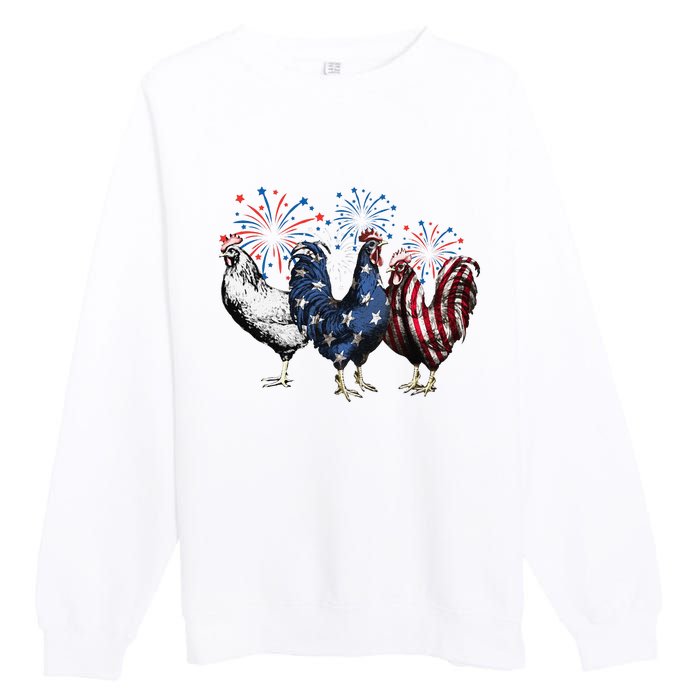 Funny Patriotic Usa Chicken  4th Of July Chicken Gift Premium Crewneck Sweatshirt