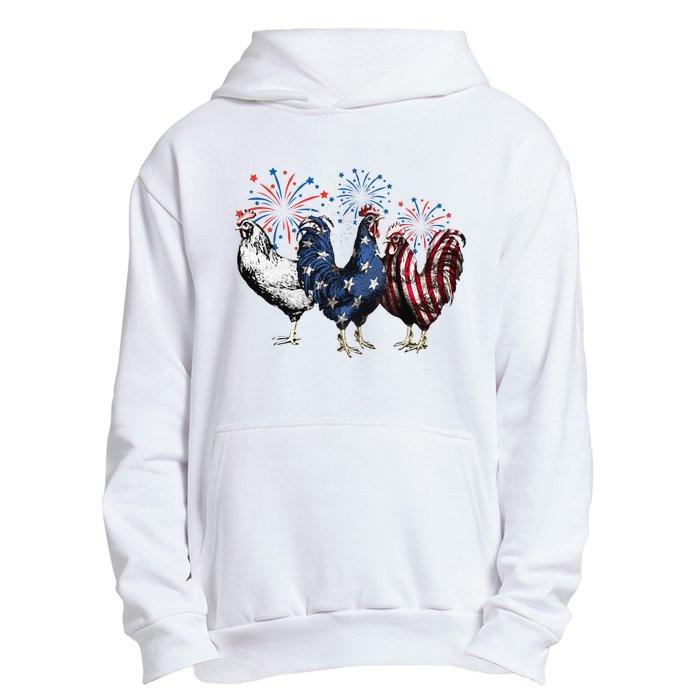 Funny Patriotic Usa Chicken  4th Of July Chicken Gift Urban Pullover Hoodie