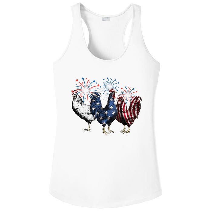 Funny Patriotic Usa Chicken  4th Of July Chicken Gift Ladies PosiCharge Competitor Racerback Tank