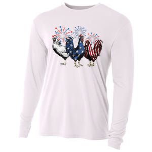 Funny Patriotic Usa Chicken  4th Of July Chicken Gift Cooling Performance Long Sleeve Crew