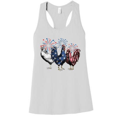 Funny Patriotic Usa Chicken  4th Of July Chicken Gift Women's Racerback Tank