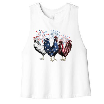 Funny Patriotic Usa Chicken  4th Of July Chicken Gift Women's Racerback Cropped Tank