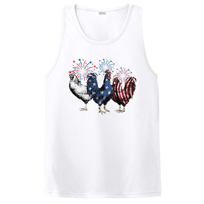 Funny Patriotic Usa Chicken  4th Of July Chicken Gift PosiCharge Competitor Tank