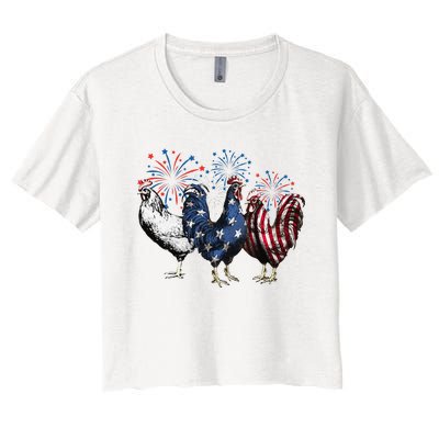 Funny Patriotic Usa Chicken  4th Of July Chicken Gift Women's Crop Top Tee