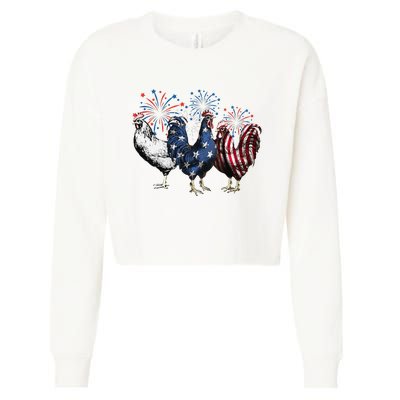 Funny Patriotic Usa Chicken  4th Of July Chicken Gift Cropped Pullover Crew