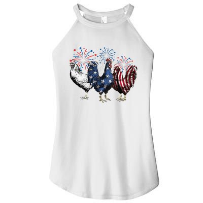 Funny Patriotic Usa Chicken  4th Of July Chicken Gift Women's Perfect Tri Rocker Tank