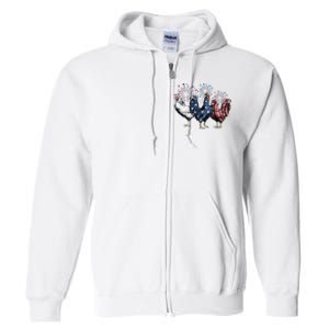 Funny Patriotic Usa Chicken  4th Of July Chicken Gift Full Zip Hoodie