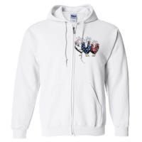 Funny Patriotic Usa Chicken  4th Of July Chicken Gift Full Zip Hoodie