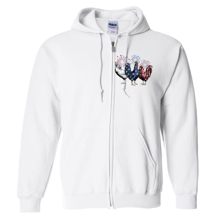 Funny Patriotic Usa Chicken  4th Of July Chicken Gift Full Zip Hoodie