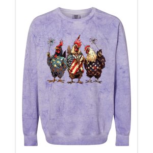 Funny Patriotic Usa Chicken Gift Colorblast Crewneck Sweatshirt