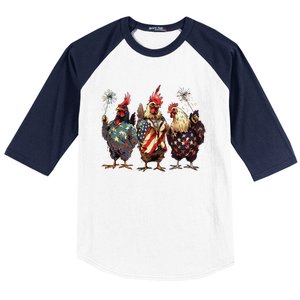 Funny Patriotic Usa Chicken Gift Baseball Sleeve Shirt