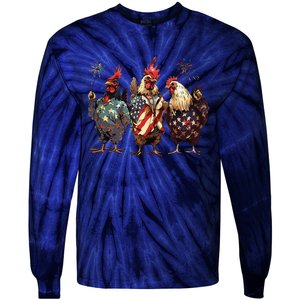 Funny Patriotic Usa Chicken Gift Tie-Dye Long Sleeve Shirt