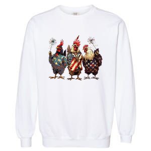 Funny Patriotic Usa Chicken Gift Garment-Dyed Sweatshirt