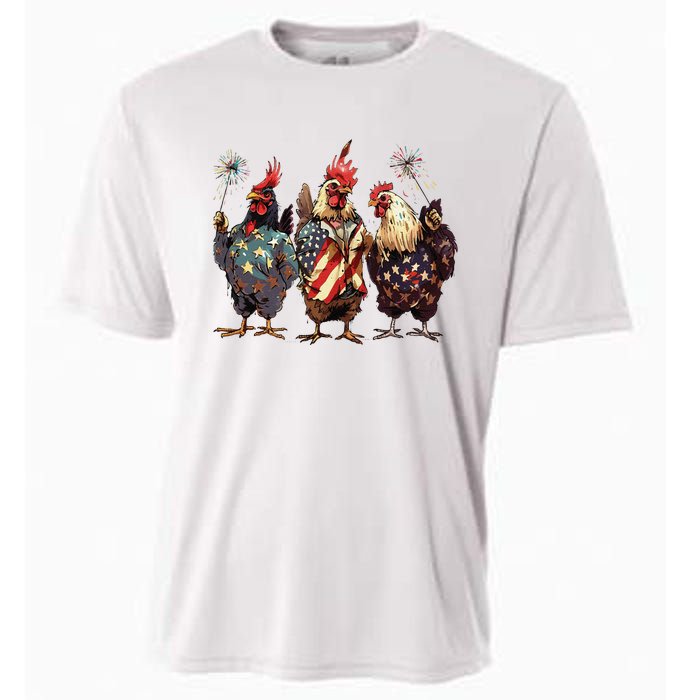 Funny Patriotic Usa Chicken Gift Cooling Performance Crew T-Shirt