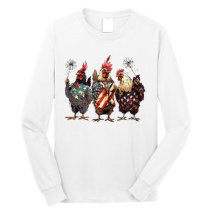 Funny Patriotic Usa Chicken Gift Long Sleeve Shirt