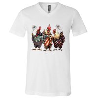 Funny Patriotic Usa Chicken Gift V-Neck T-Shirt