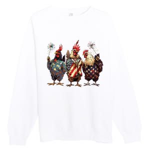 Funny Patriotic Usa Chicken Gift Premium Crewneck Sweatshirt