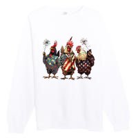 Funny Patriotic Usa Chicken Gift Premium Crewneck Sweatshirt