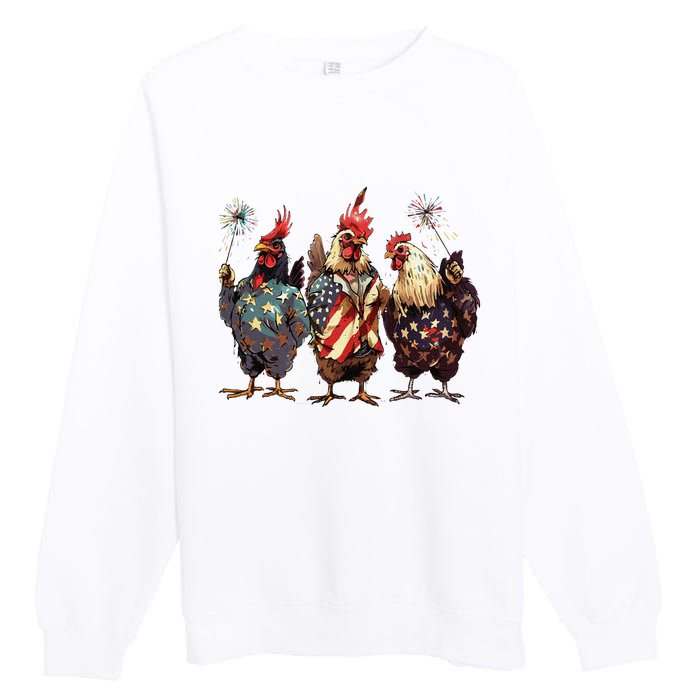 Funny Patriotic Usa Chicken Gift Premium Crewneck Sweatshirt