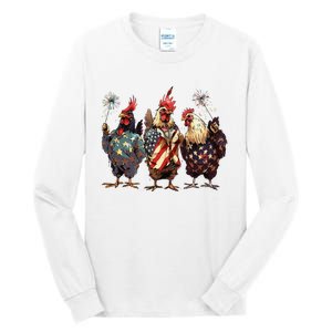 Funny Patriotic Usa Chicken Gift Tall Long Sleeve T-Shirt