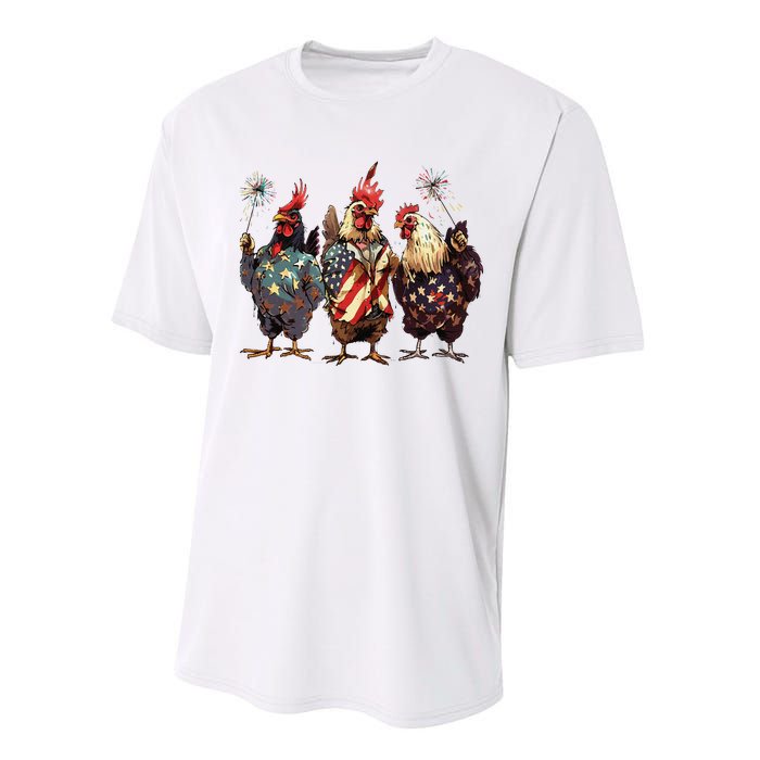 Funny Patriotic Usa Chicken Gift Performance Sprint T-Shirt