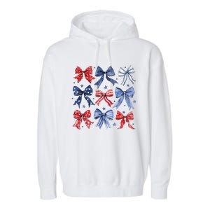 Funny Patriotic Usa Coquette  4th Of July Coquette Gift Garment-Dyed Fleece Hoodie