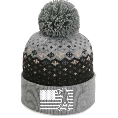 Football Player USA Flag The Baniff Cuffed Pom Beanie