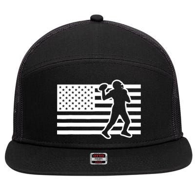 Football Player USA Flag 7 Panel Mesh Trucker Snapback Hat