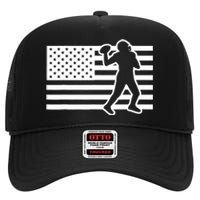 Football Player USA Flag High Crown Mesh Back Trucker Hat