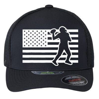 Football Player USA Flag Flexfit Unipanel Trucker Cap