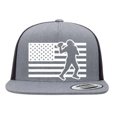 Football Player USA Flag Flat Bill Trucker Hat