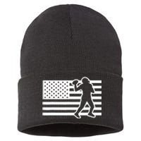 Football Player USA Flag Sustainable Knit Beanie