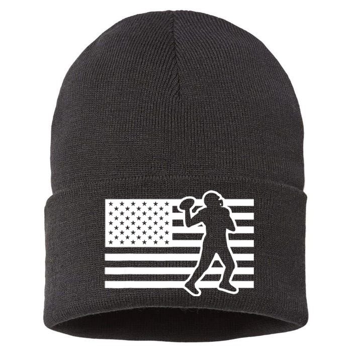 Football Player USA Flag Sustainable Knit Beanie