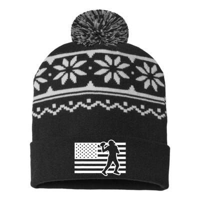 Football Player USA Flag USA-Made Snowflake Beanie