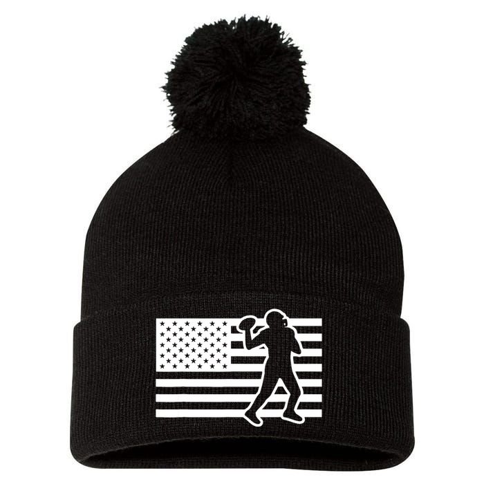 Football Player USA Flag Pom Pom 12in Knit Beanie