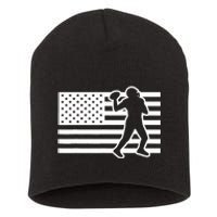 Football Player USA Flag Short Acrylic Beanie