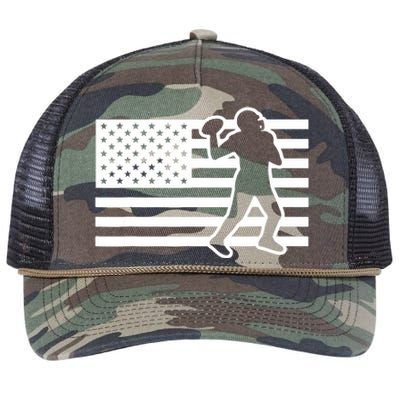 Football Player USA Flag Retro Rope Trucker Hat Cap