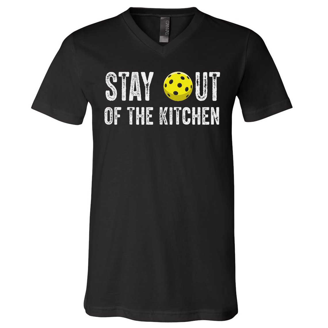 Funny Pickleball Unisex Black Small Short Sleeve Pickleball  V-Neck T-Shirt