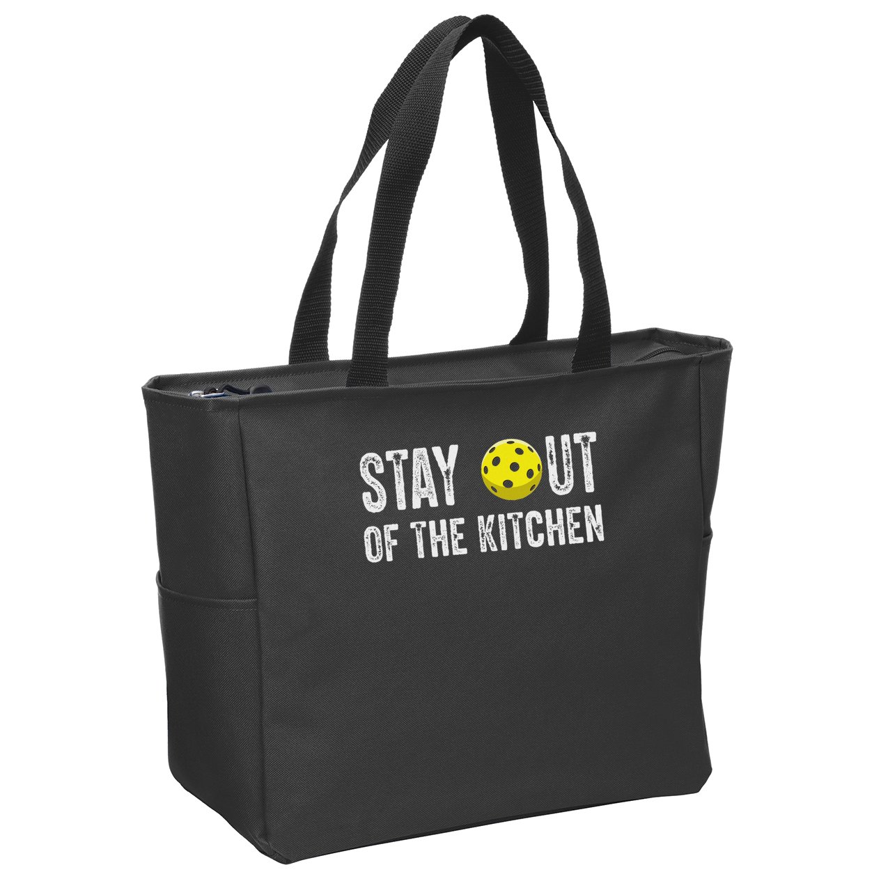 Funny Pickleball Unisex Black Small Short Sleeve Pickleball  Zip Tote Bag