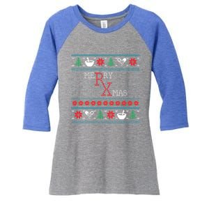 Funny Pharmacy Ugly Christmas Sweaters Gift Women's Tri-Blend 3/4-Sleeve Raglan Shirt