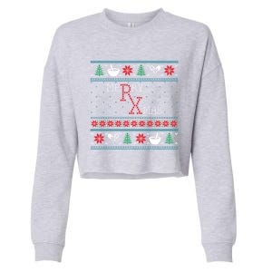 Funny Pharmacy Ugly Christmas Sweaters Gift Cropped Pullover Crew