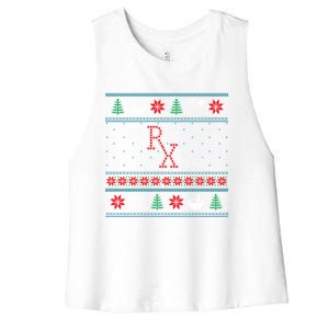 Funny Pharmacy Ugly Christmas Sweaters Gift Women's Racerback Cropped Tank