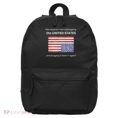Funny Political US Flag Sarcastic Tech Support 16 in Basic Backpack