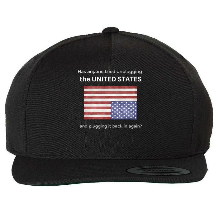 Funny Political US Flag Sarcastic Tech Support Wool Snapback Cap