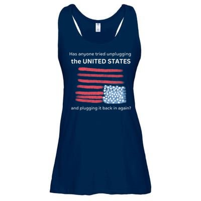 Funny Political US Flag Sarcastic Tech Support Ladies Essential Flowy Tank