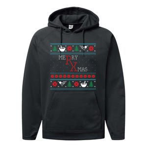 Funny Pharmacy Ugly Christmas Sweaters Performance Fleece Hoodie