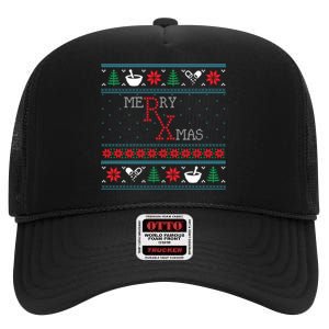 Funny Pharmacy Ugly Christmas Sweaters High Crown Mesh Back Trucker Hat