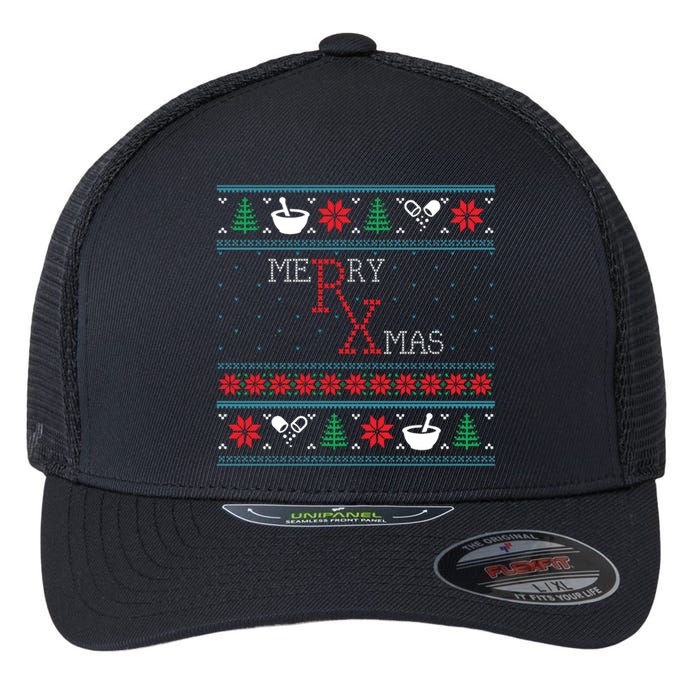 Funny Pharmacy Ugly Christmas Sweaters Flexfit Unipanel Trucker Cap