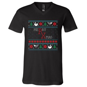 Funny Pharmacy Ugly Christmas Sweaters V-Neck T-Shirt